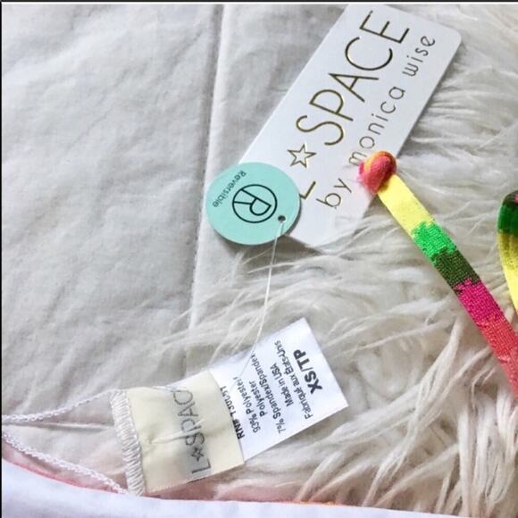 NEW NWT L*SPACE REVOLVE Rainbow Stripe White Cheeky Swimsuit Bikini Bottom XS - Picture 10 of 11